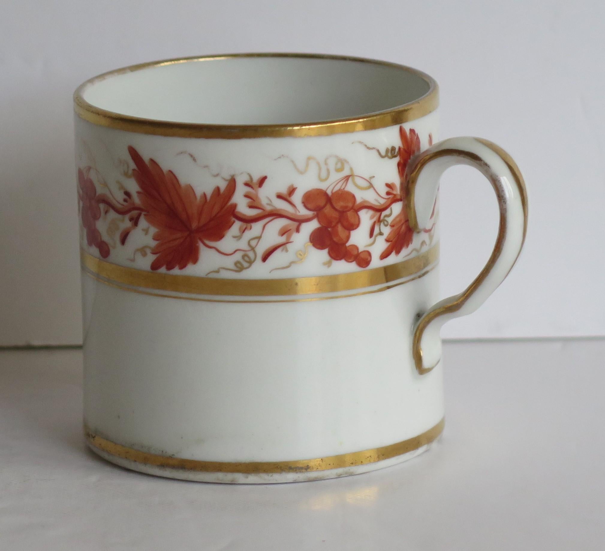 George III Georgian Coffee Can Porcelain Hand Painted Trailing Vine Pattern, circa 1805