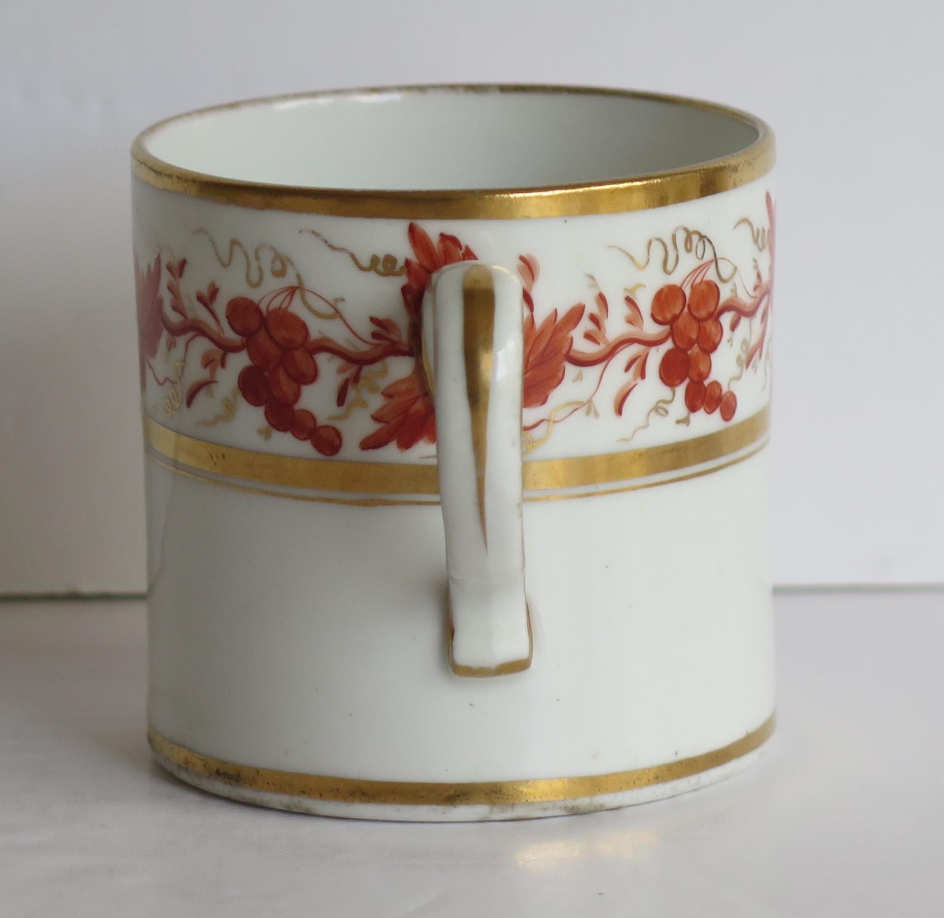 Hand-Painted Georgian Coffee Can Porcelain Hand Painted Trailing Vine Pattern, circa 1805
