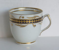 Georgian Coffee Cup Porcelain Blue and Gilt Pattern, Staffordshire circa 1808