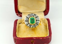 Georgian Colombian Emerald Rose Cut Diamond 18 KT ring