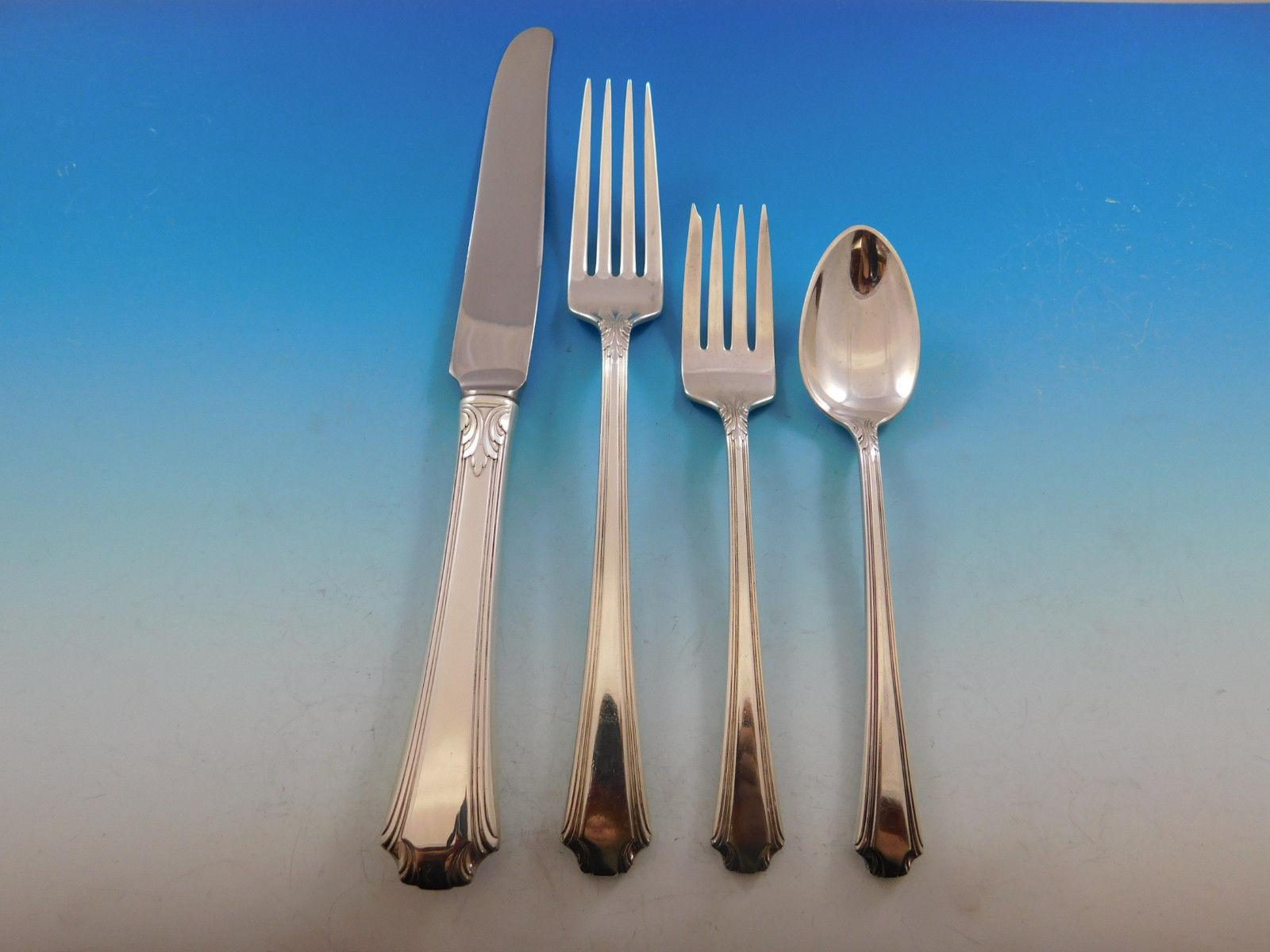 Georgian Colonial Wallace Sterling Silver Flatware Set 12 Service 72 Pc Dinner In Excellent Condition For Sale In Big Bend, WI