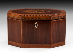 Georgian Conch Shell Inlaid Octagonal Tea Caddy