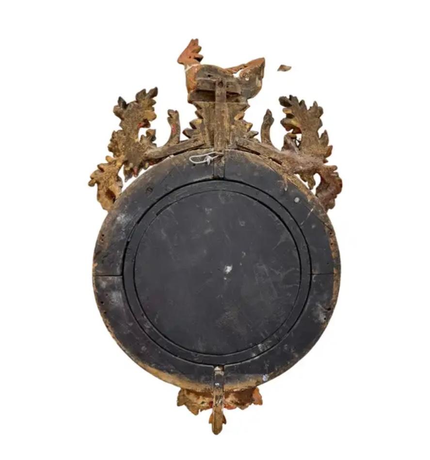 Georgian Convex Giltwood Bullseye Mirror with a Dragon For Sale 6