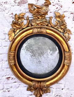 Georgian Convex Giltwood Bullseye Mirror with a Dragon