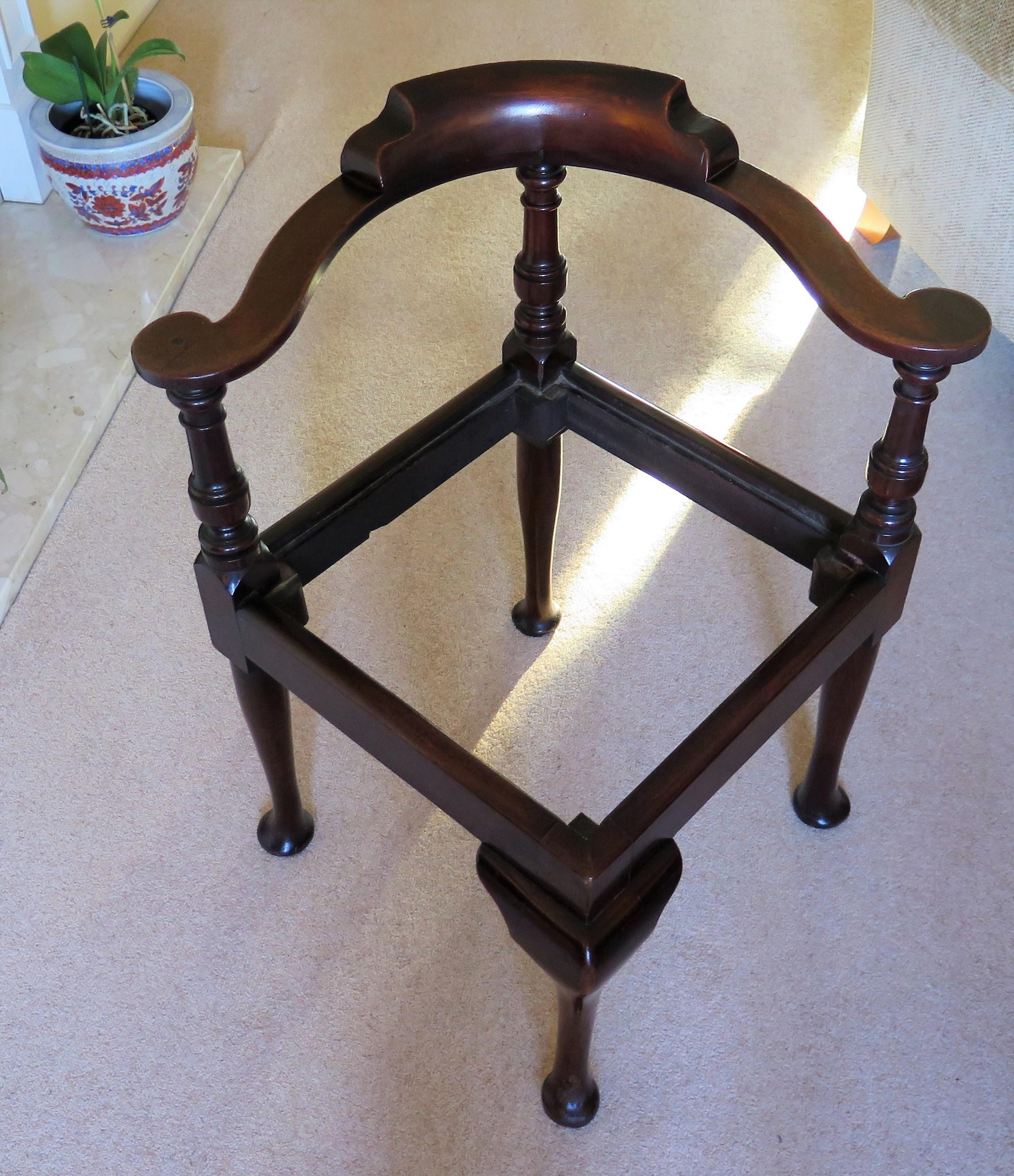 Georgian Corner Chair or Armchair in walnut with Rush Seat, English circa 1780 10