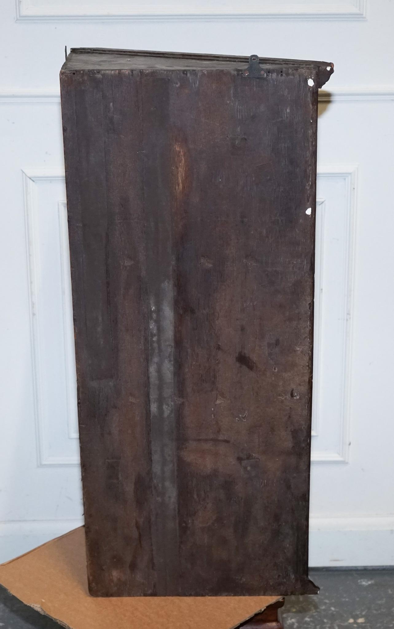 GEORGiAN CORNER HANGING DISPLAY CABINET BOOKCASE GLAZED DOOR DRAWER INSIDE For Sale 9