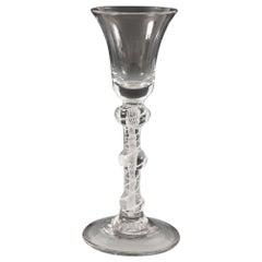 Georgian Cotton Twist Wine Glass -  Triple Knop c1760
