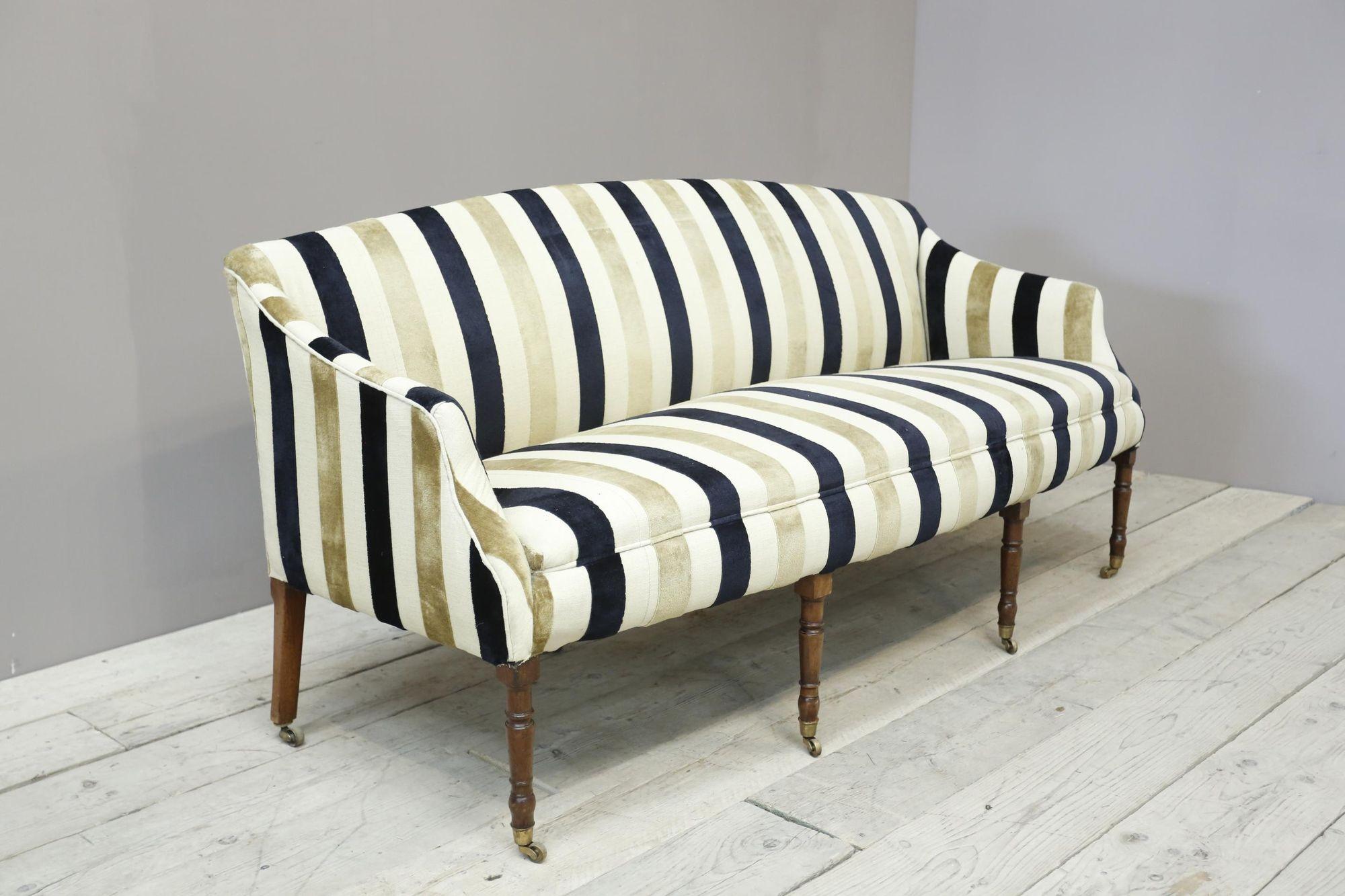 Upholstery Georgian country house sofa with shaped arms For Sale