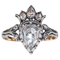 Antique Georgian crowned diamond heart ring from turn of the century 18th/19th century.