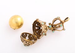 Georgian Crowned Turquoise Set Pomander Censer Pendant