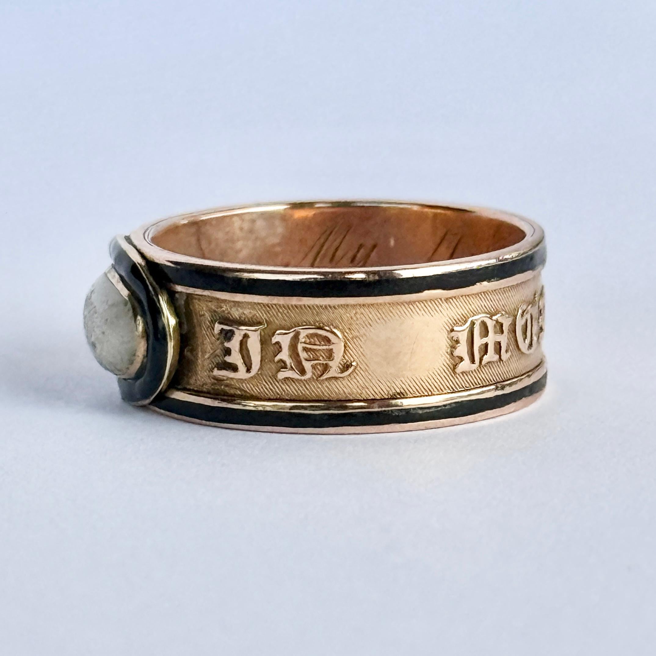 Georgisches Kristall und Emaille 18 Karat Graviertes Gedenkband im Angebot 1