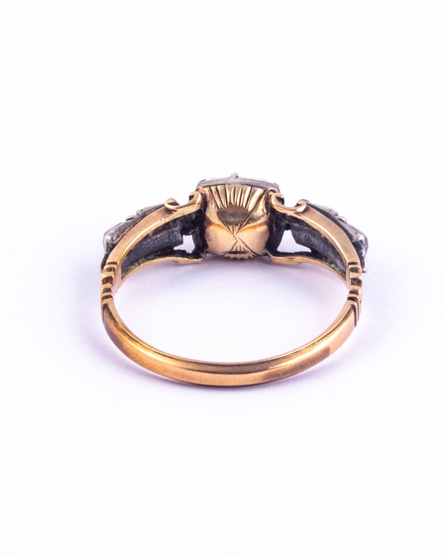 Georgian Crystal Five-Stone 15 Carat Gold Ring In Good Condition In Chipping Campden, GB