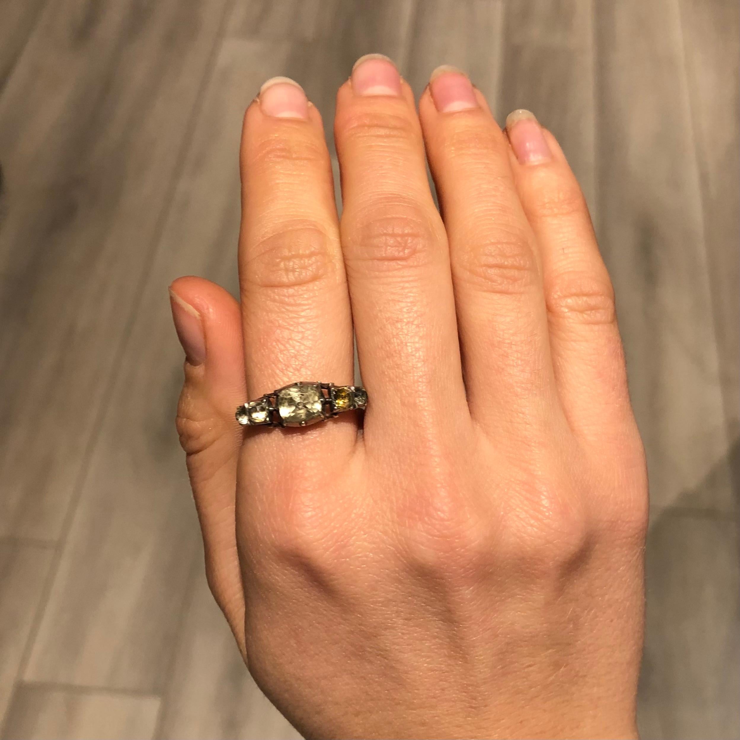 Women's Georgian Crystal Five-Stone 15 Carat Gold Ring