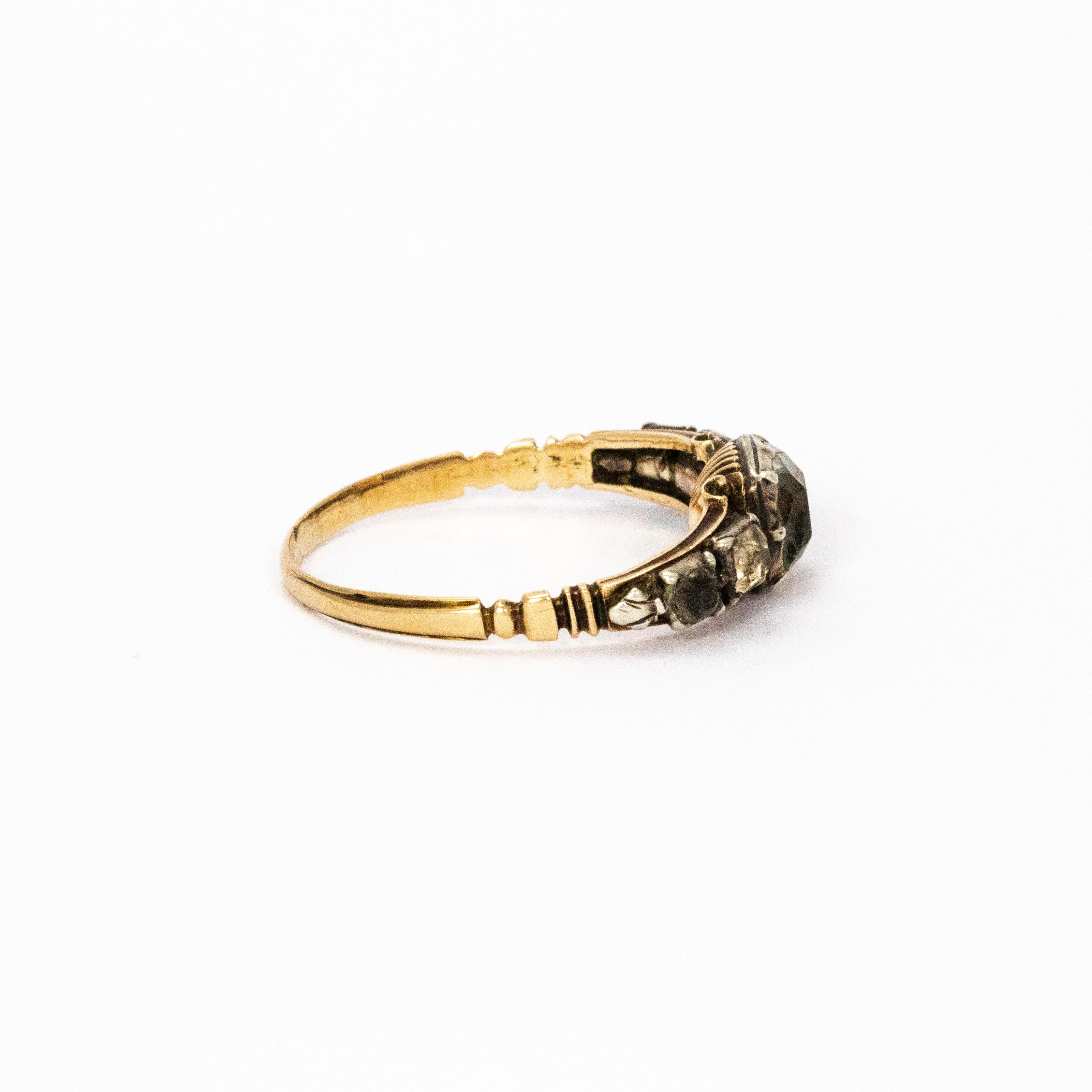 Georgian Crystal Five-Stone 15 Karat Gold Ring In Good Condition In Chipping Campden, GB