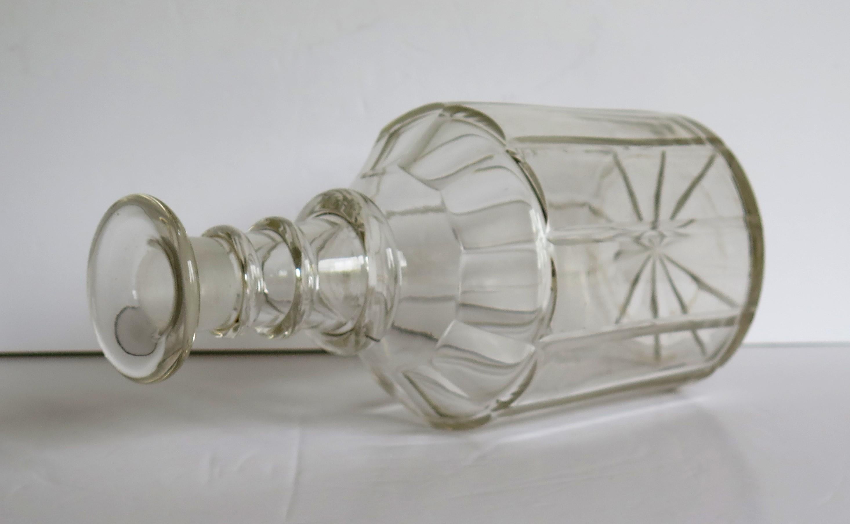 Georgian Crystal Lead Glass Decanter with Three Neck Rings and Mushroom Stopper 1