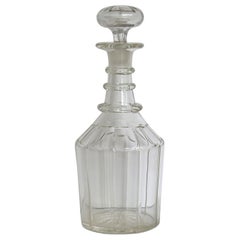 Georgian Crystal Lead Glass Decanter with Three Neck Rings and Mushroom Stopper