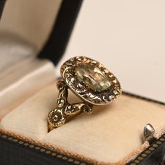 Georgian Cushion Cut Topaz Prong-Set Cocktail Ring, 14k Yellow Gold, Circa 1780