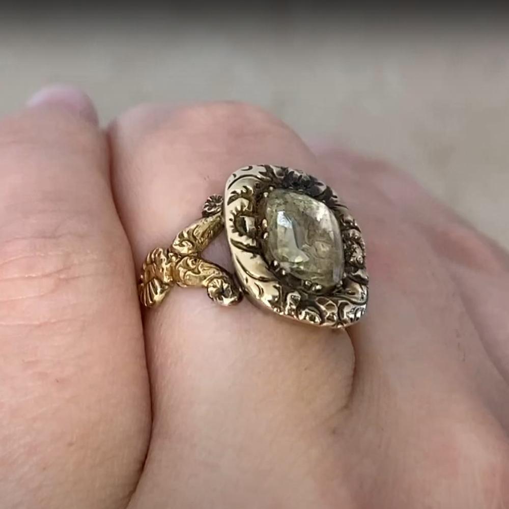 Georgischer Topas-Cushion-Schliff-Cocktailring, 14k Gelbgold, CIRCA 1780 (Georgian) im Angebot