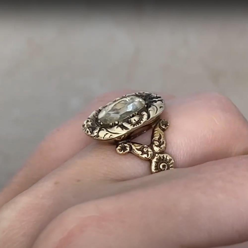 Georgischer Topas-Cushion-Schliff-Cocktailring, 14k Gelbgold, CIRCA 1780 (Kissenschliff) im Angebot