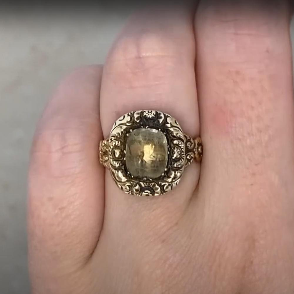 Georgischer Topas-Cushion-Schliff-Cocktailring, 14k Gelbgold, CIRCA 1780 im Zustand „Hervorragend“ im Angebot in New York, NY