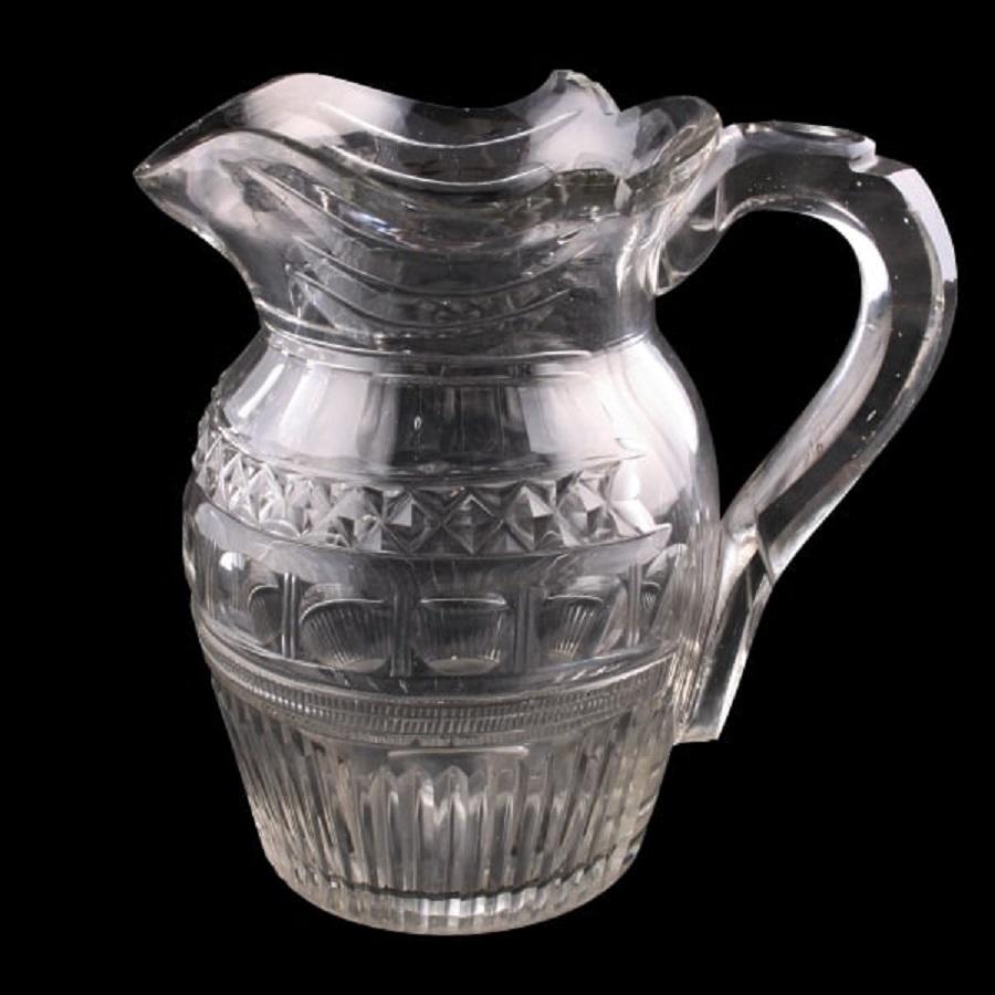 European Georgian Cut Glass Jug, 19th Century For Sale