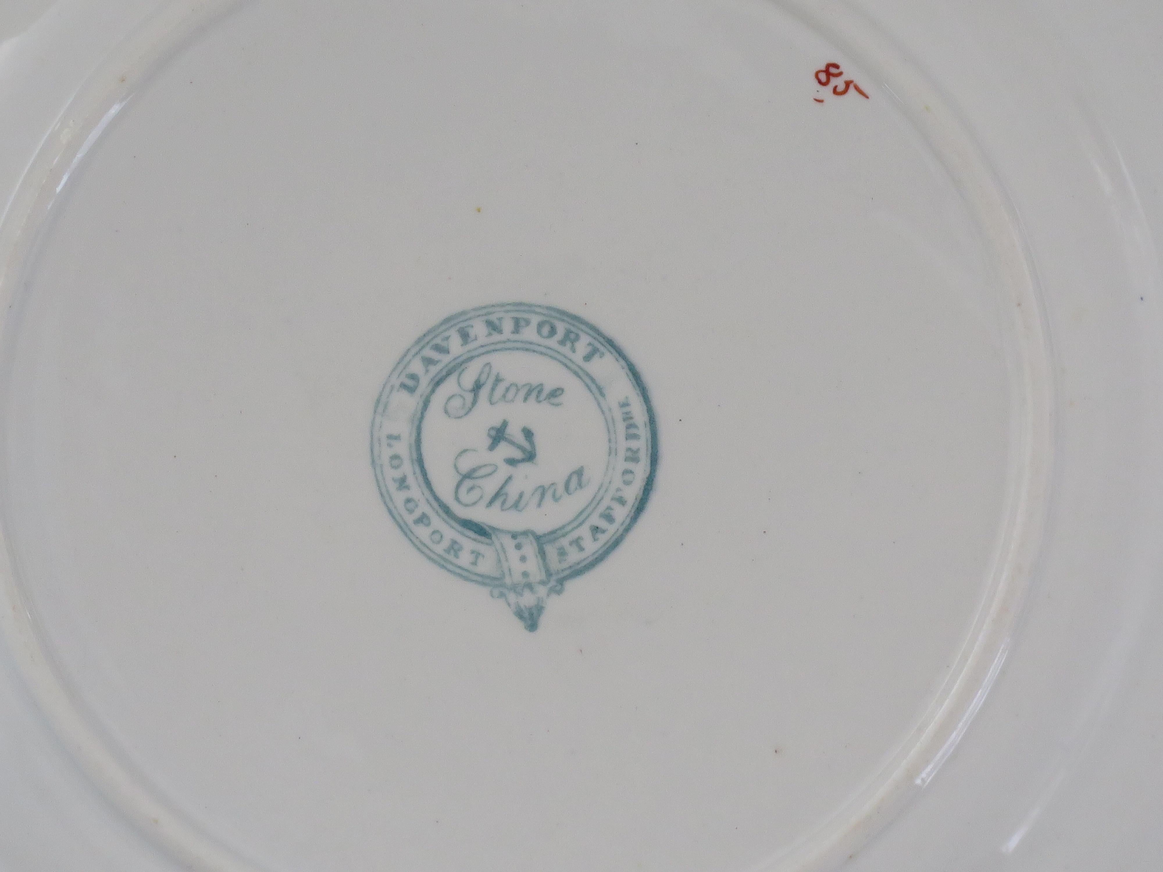 XIXe siècle Assiette désert géorgienne Davenport Ironstone à motif rare 85, vers 1815 en vente