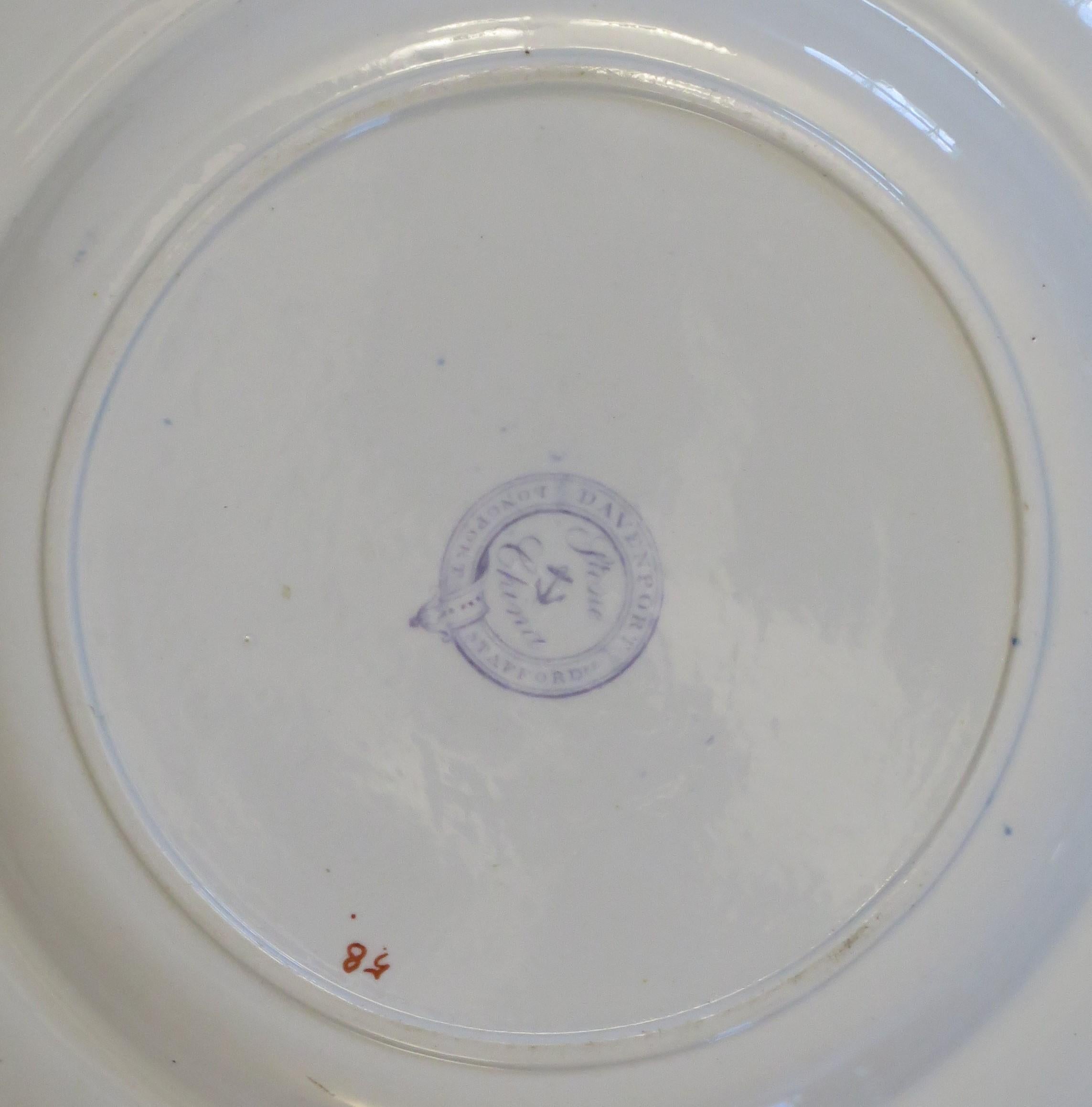 Georgian Davenport Ironstone Dinner Plate in Rare Pattern 58, Circa 1815 2