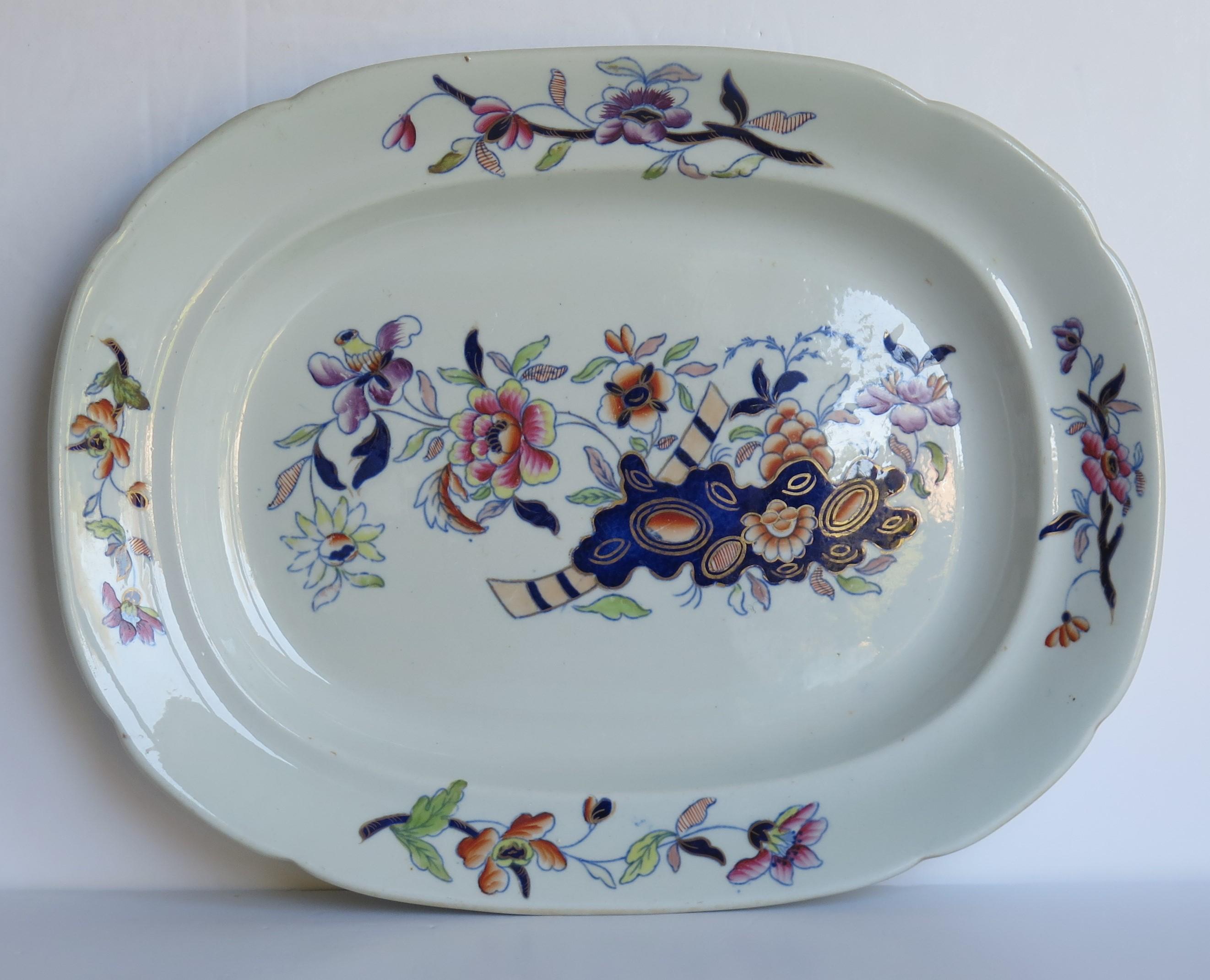 Hand-Painted Georgian Davenport Ironstone Platter in Pattern 659, circa 1815