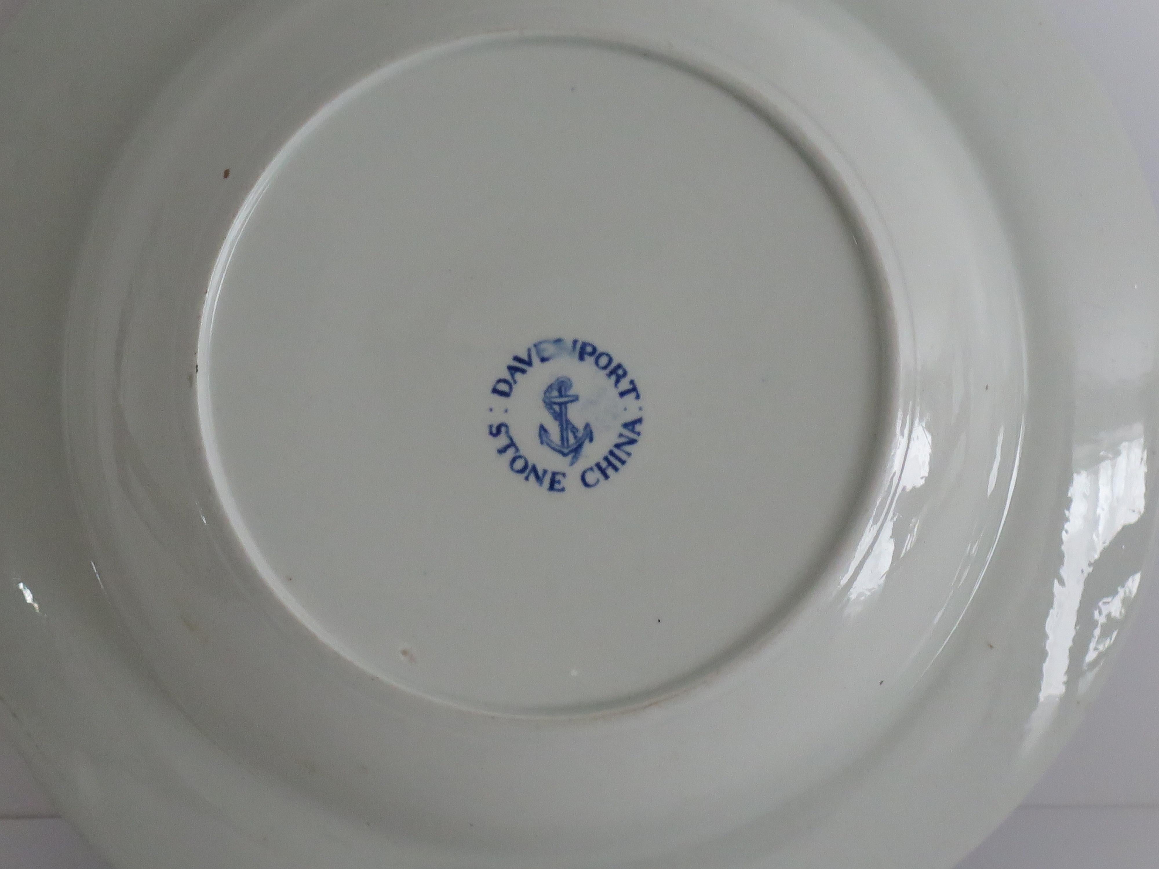 Georgian Davenport Ironstone Soup Plate or Bowl Bamboo & Peony Ptn 15, Ca 1815 For Sale 3