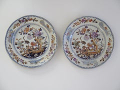 Georgian Davenport PAIR of Side Plates in Stork Ptn No 24 Ironstone, circa 1815