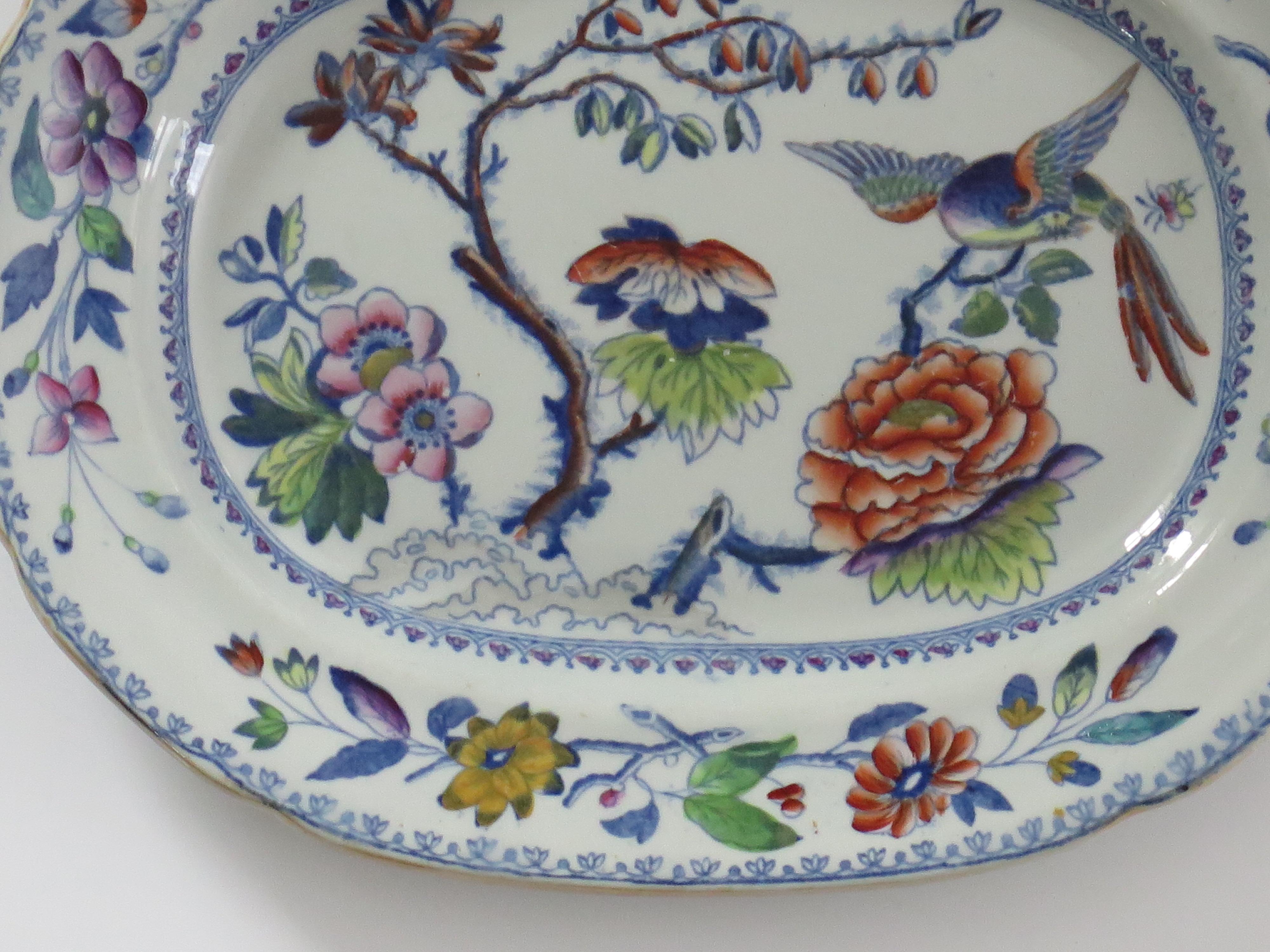 Georgian Davenport Platter Ironstone Hand Painted Flying Bird Ptn, circa 1815 In Good Condition In Lincoln, Lincolnshire