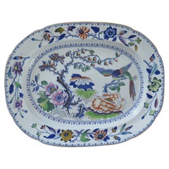 Georgian Davenport Platter Ironstone Hand Painted Flying Bird Ptn, circa 1815