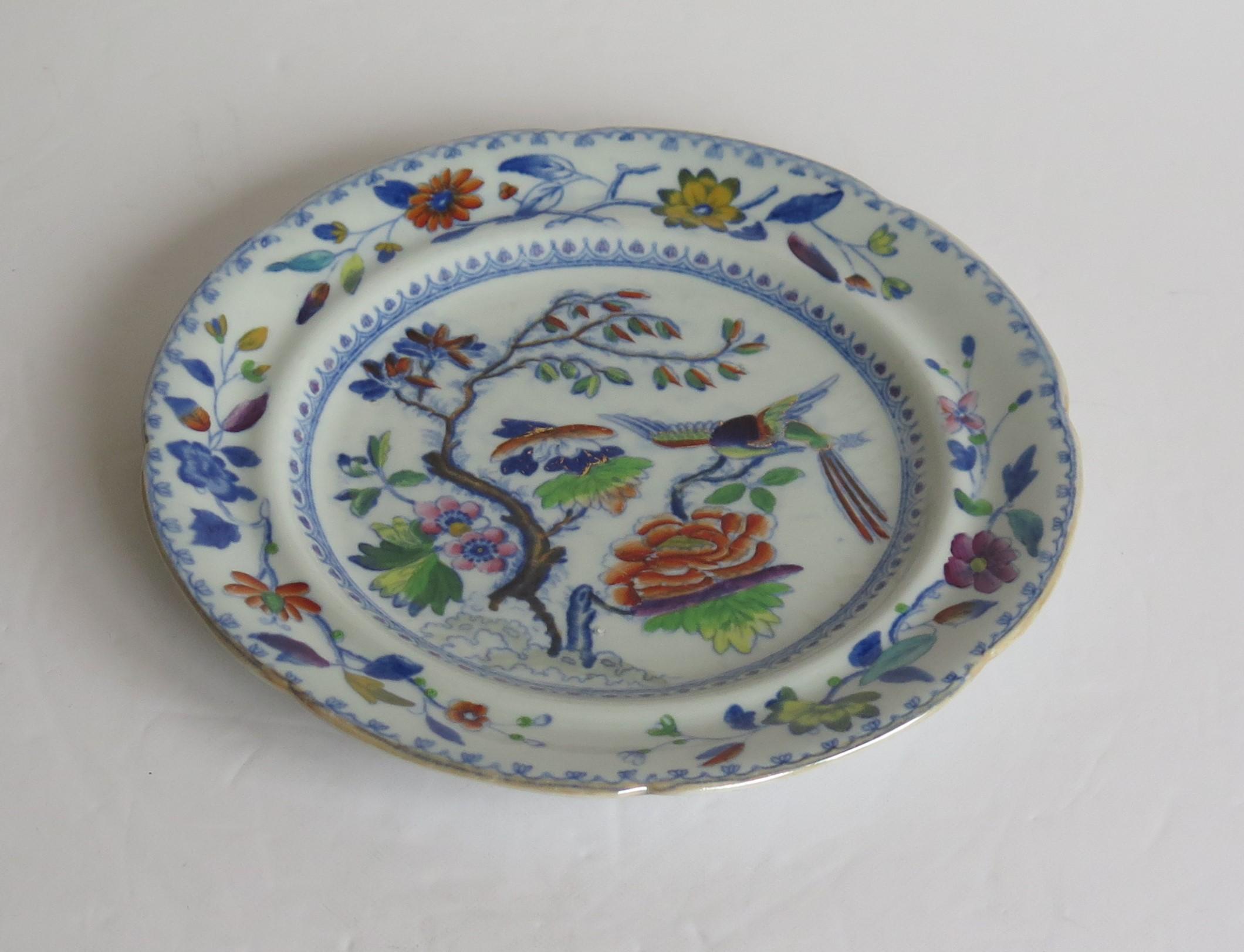 Plato georgiano Davenport Desert Ironstone en patrón de pájaro volador, hacia 1820 Inglés