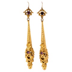 Georgian Day Night Pinchbeck and Amethyst Earrings