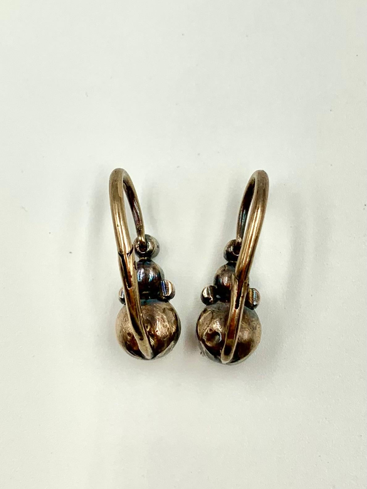 Georgian Day to Night 2.8TCW Rose Cut Diamond Silver Topped 14K Gold Earrings For Sale 7