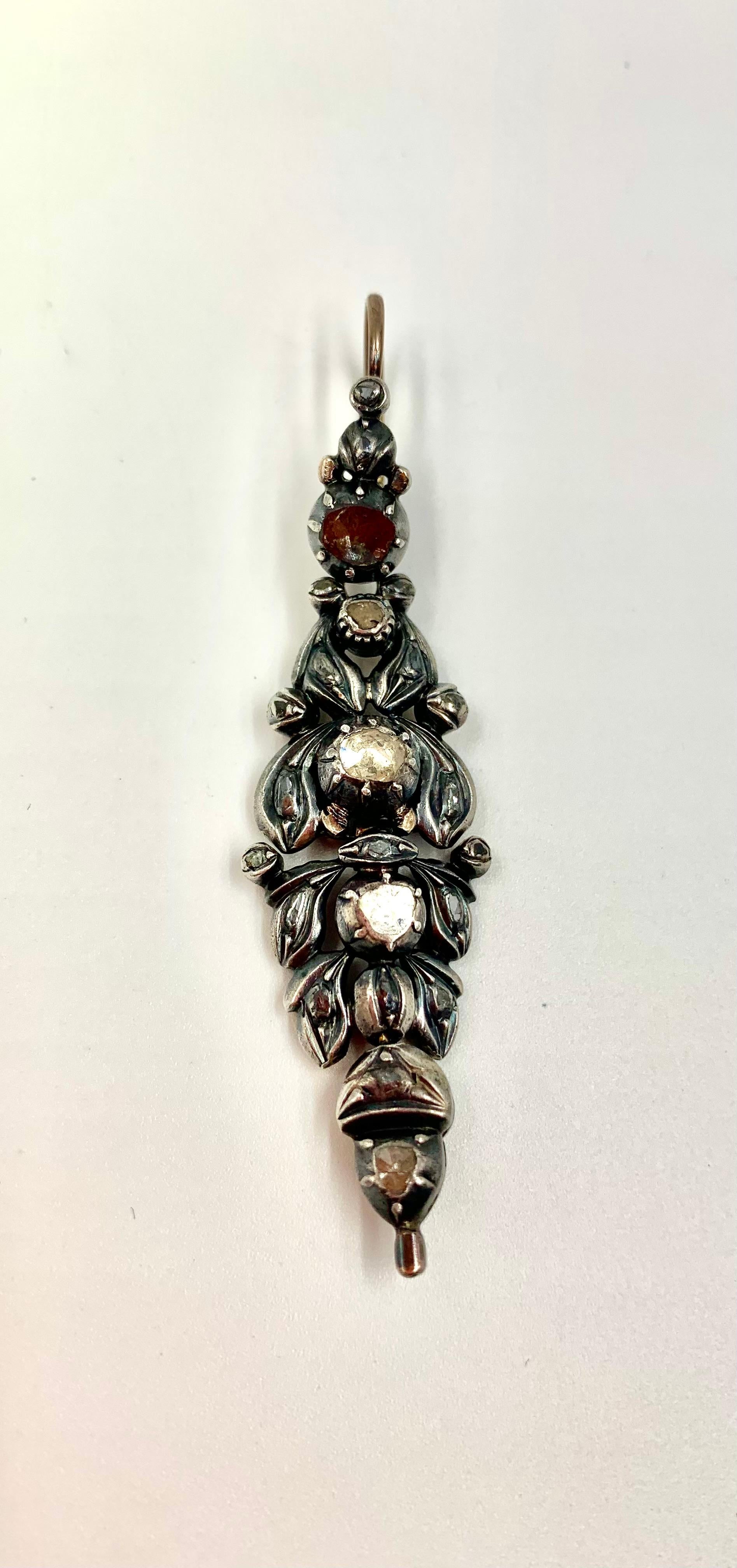Georgian Day to Night 2.8TCW Rose Cut Diamond Silver Topped 14K Gold Earrings For Sale 1