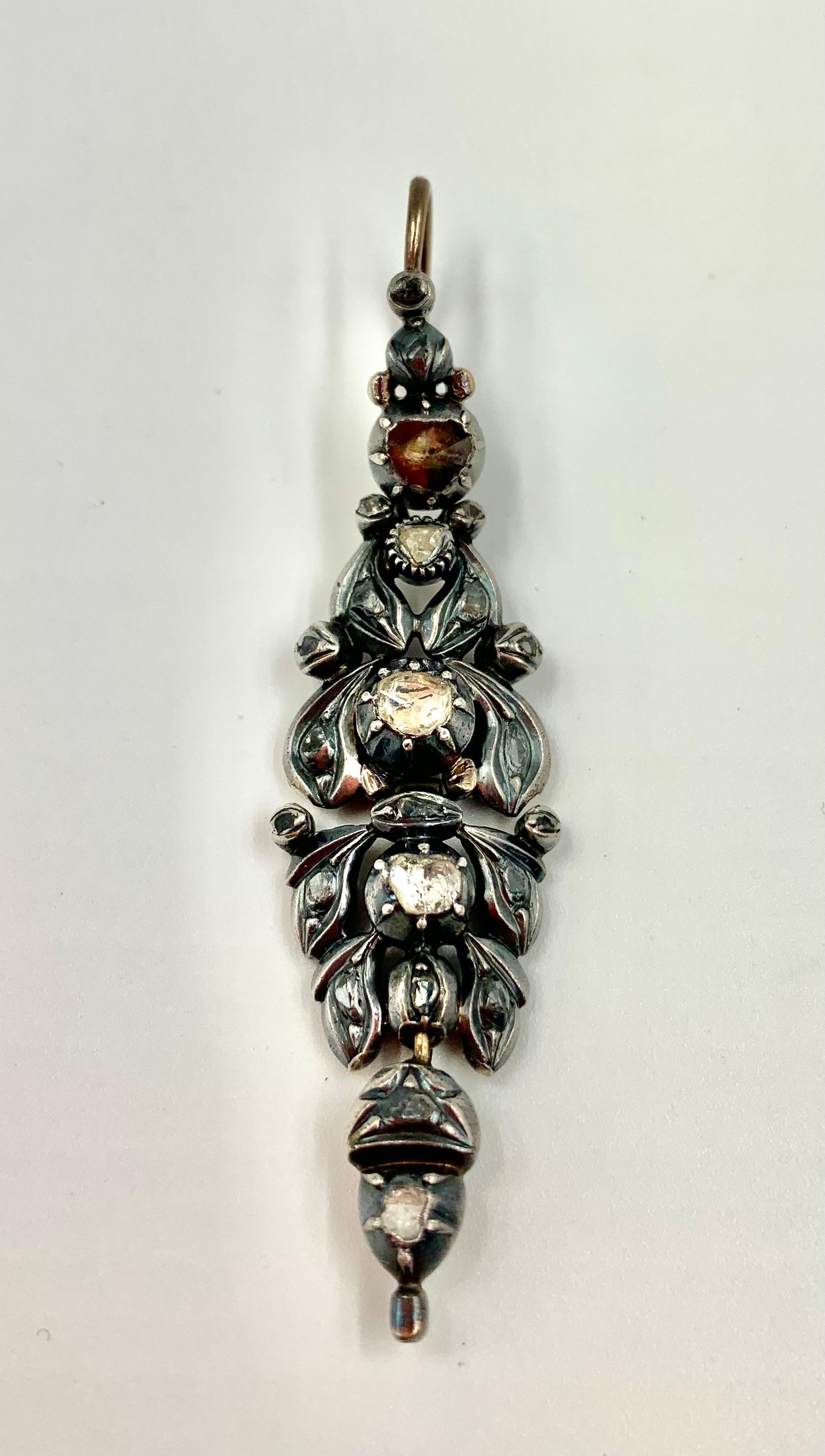 Georgian Day to Night 2.8TCW Rose Cut Diamond Silver Topped 14K Gold Earrings For Sale 2