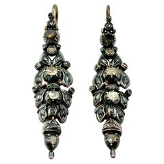 Georgian Day to Night 2.8TCW Rose Cut Diamond Silver Topped 14K Gold Earrings