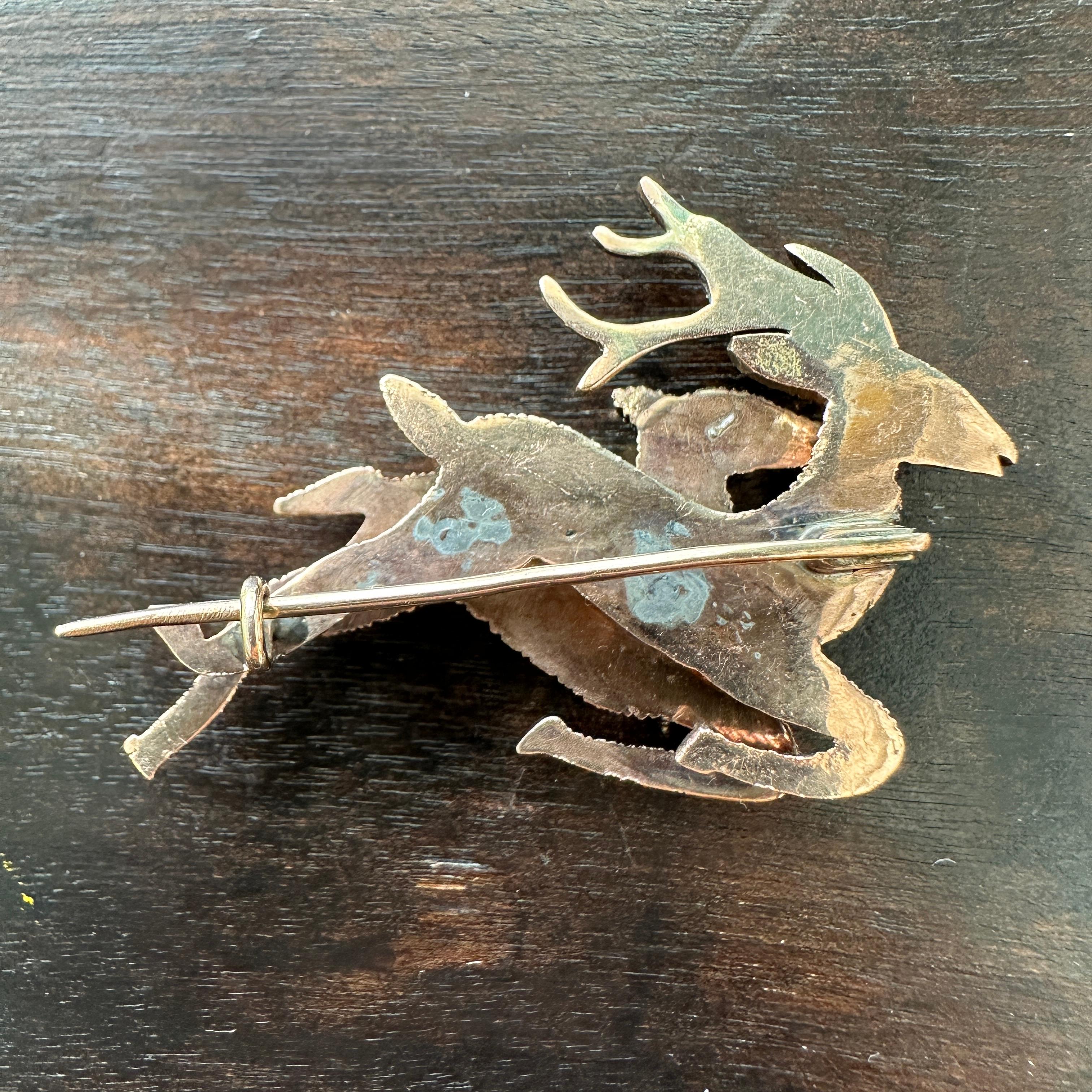 Georgianische Hirsch-Anstecknadel mit Diamanten im Rosenschliff 12k Gold Brosche im Angebot 13