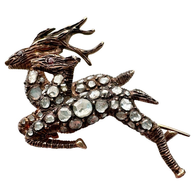Broche Vintage à 12 Petits Brillants Sur Métal Doré (Laiton) - Occasion