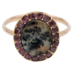 Bague grappe géorgienne en agate et grenat 18 KT