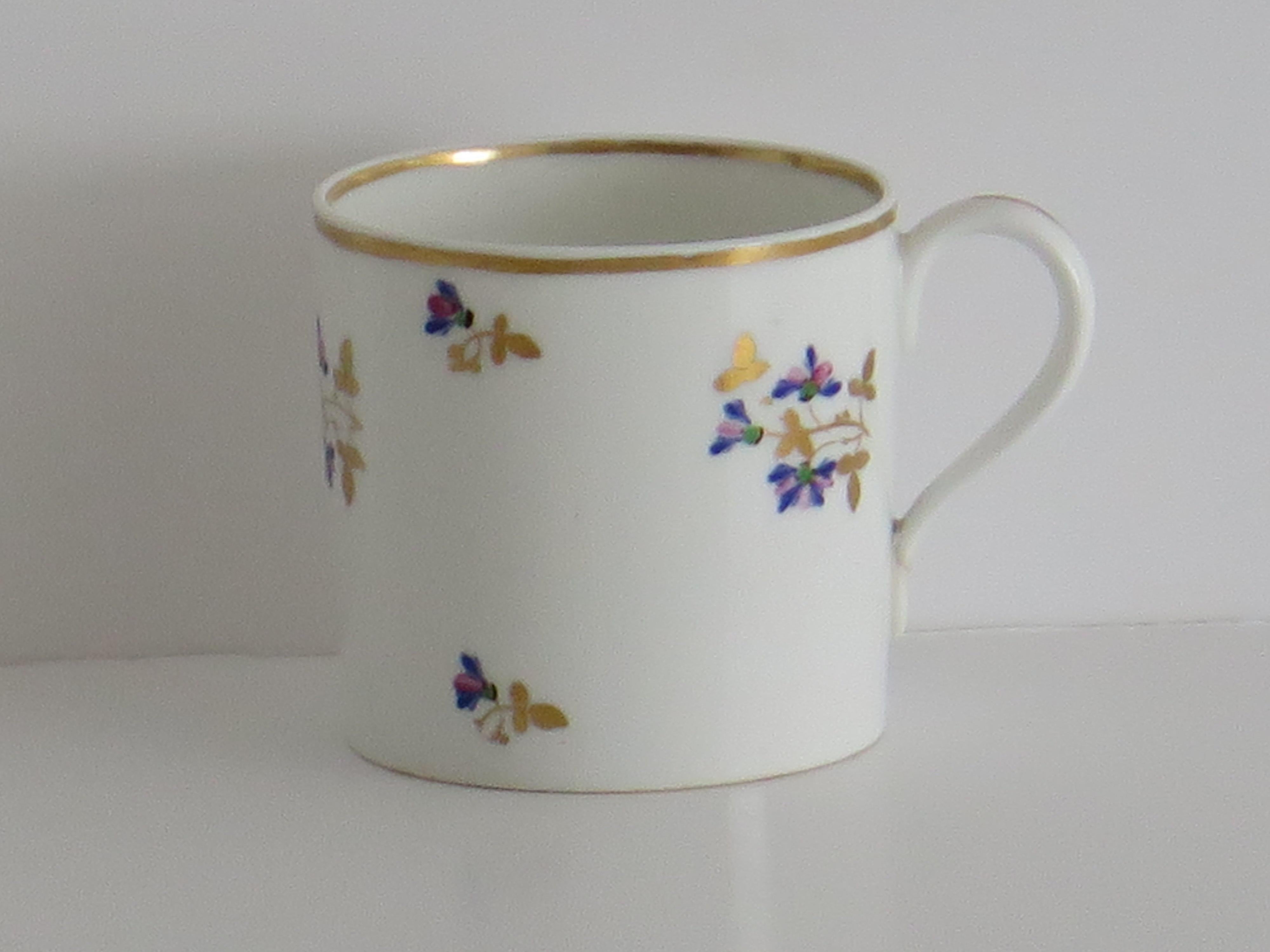 Lata de café Georgiana Derby Chantilly Sprigs dorada Patrón 129, circa 1810 en venta 1