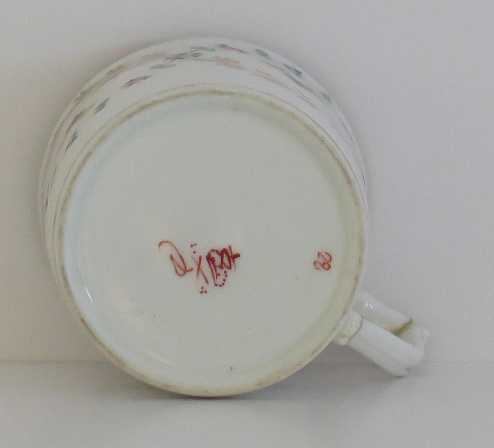 Lata de café Georgiana Derby Pintada a mano y totalmente marcada, ca. 1810 en venta 2