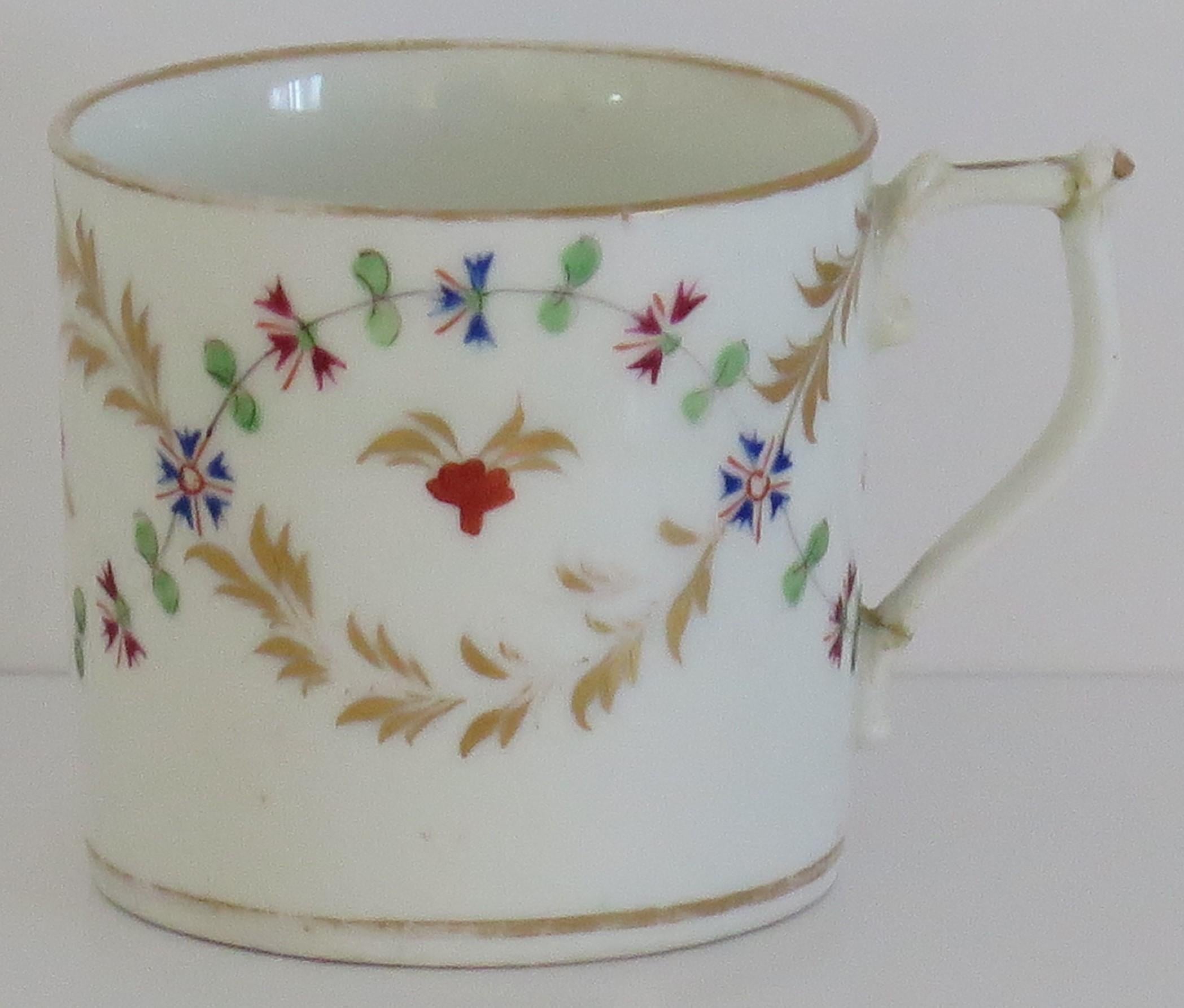 George III Georgian Derby Coffee Can Hand Painted & fully marked, ca. 1810 For Sale