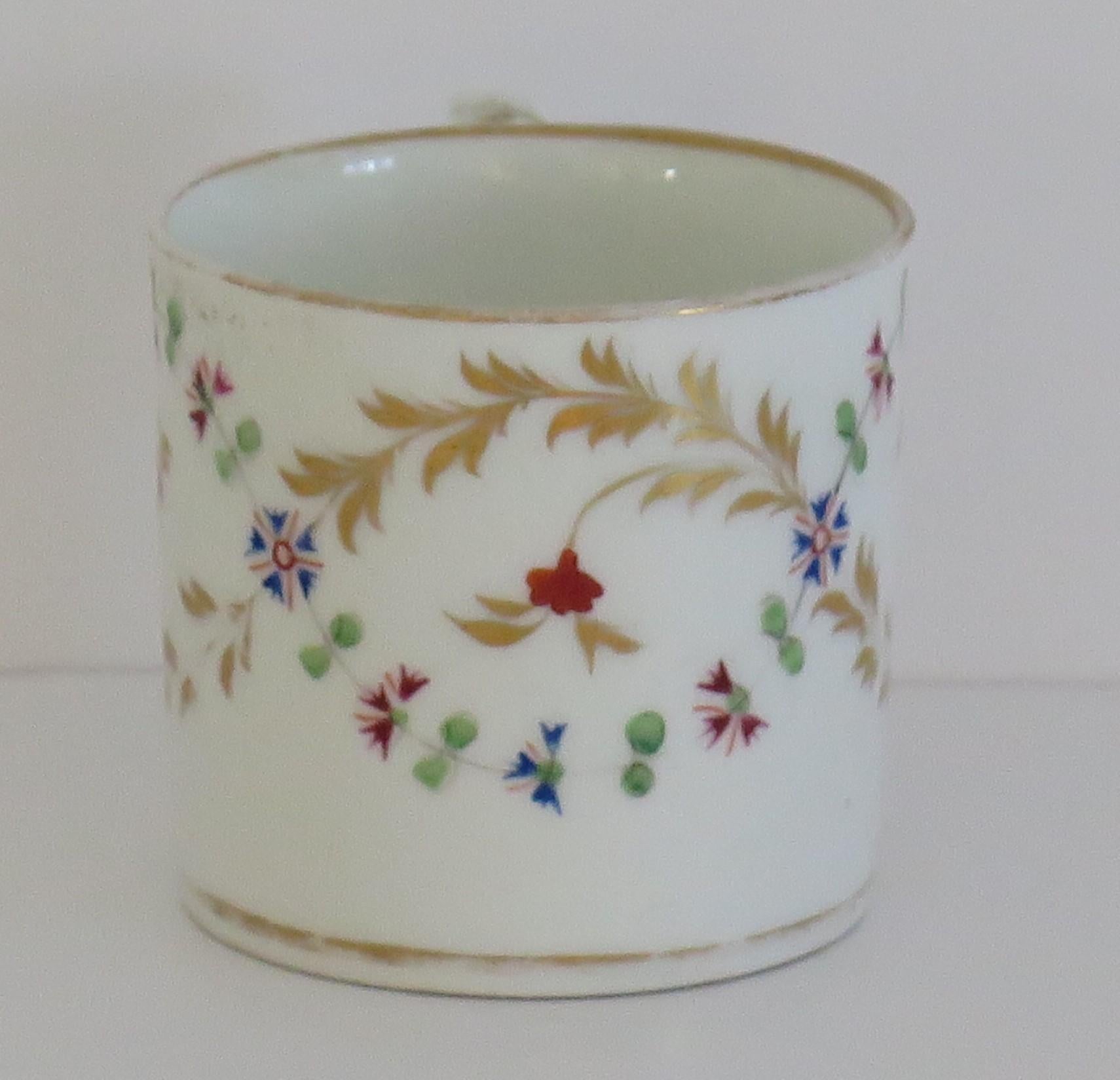 Hand-Painted Georgian Derby Coffee Can Hand Painted & fully marked, ca. 1810 For Sale