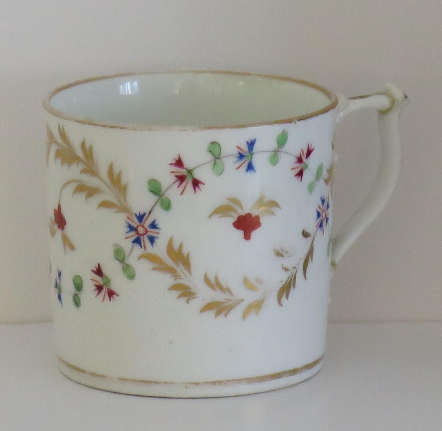19th Century Georgian Derby Coffee Can Hand Painted & fully marked, ca. 1810 For Sale