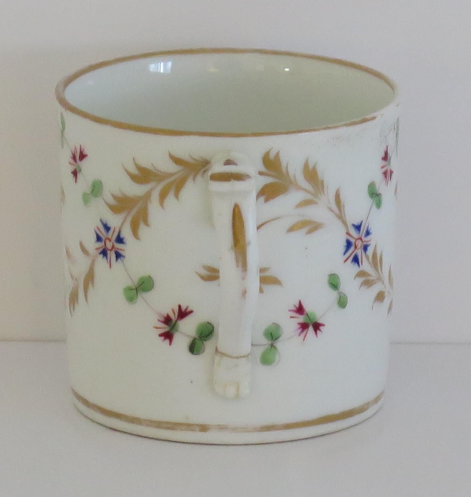 Porcelain Georgian Derby Coffee Can Hand Painted & fully marked, ca. 1810 For Sale