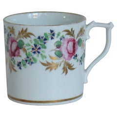 Antique Georgian Derby Coffee Can Hand Painted Roses by John Stanesby, ca. 1810