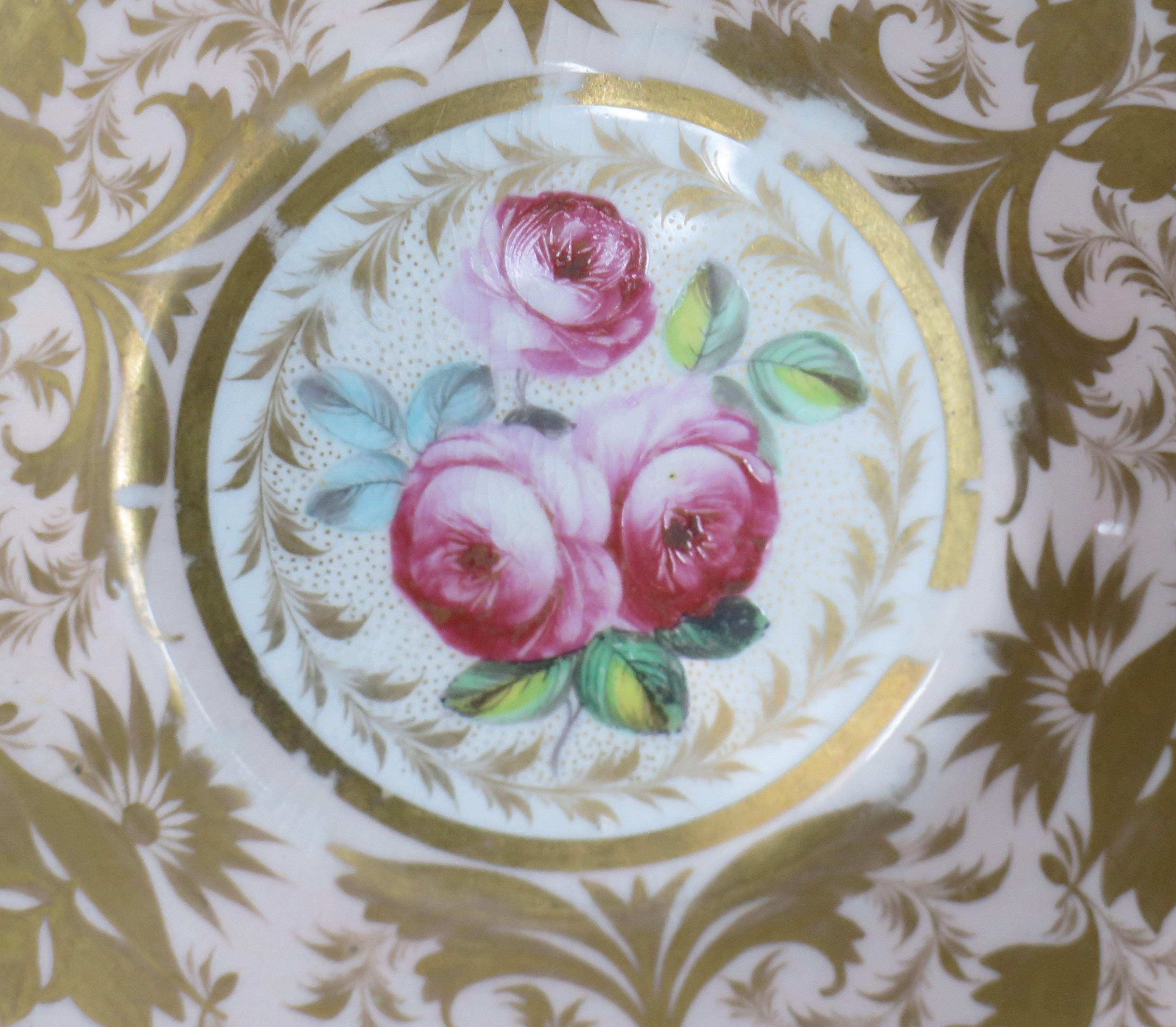 Georgian Derby Coffee Can & Saucer John Stanesby hand painted roses, Circa 1810 For Sale 4