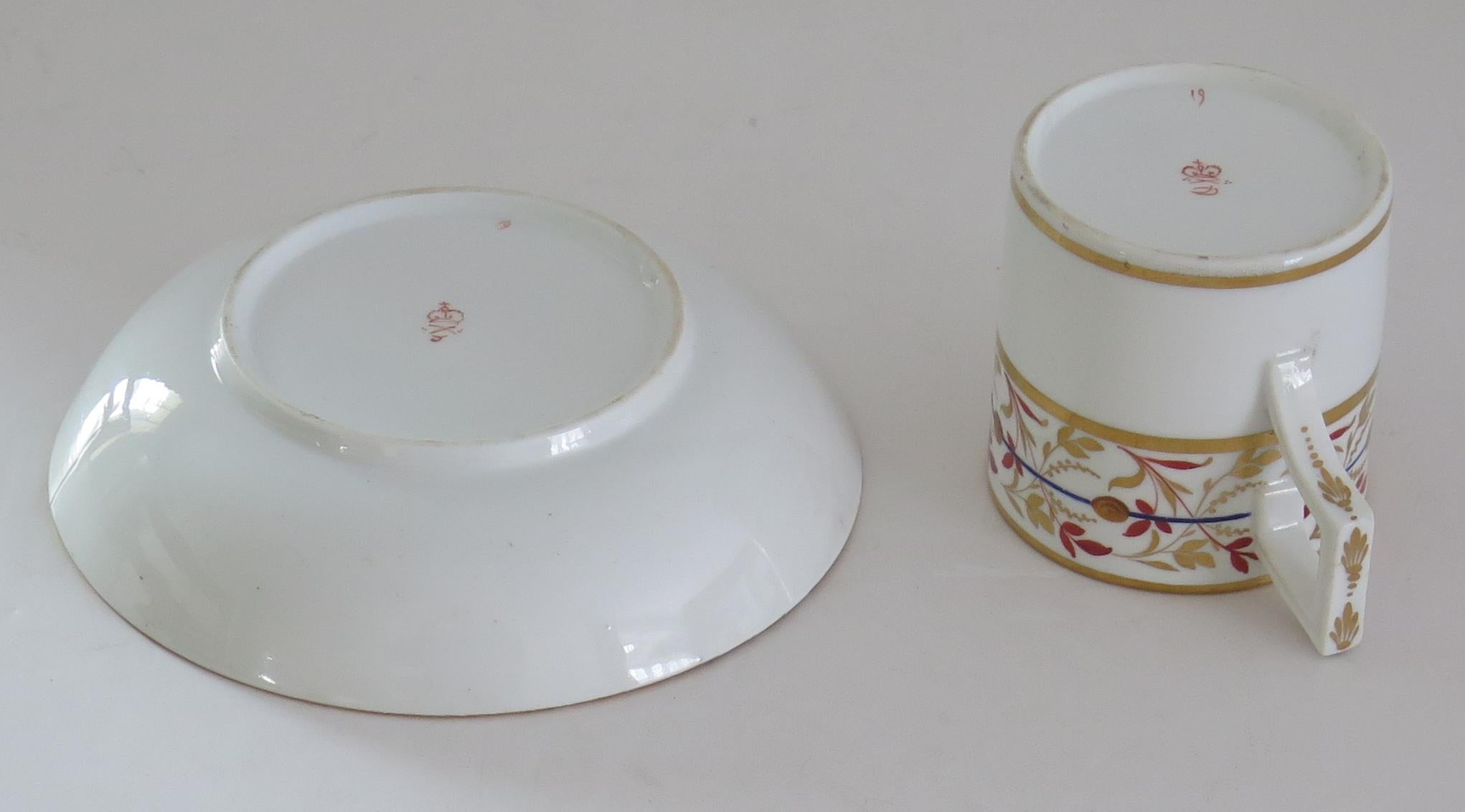 Georgian Derby Cup and Saucer Duo Hand Painted, Circa 1810 For Sale 6